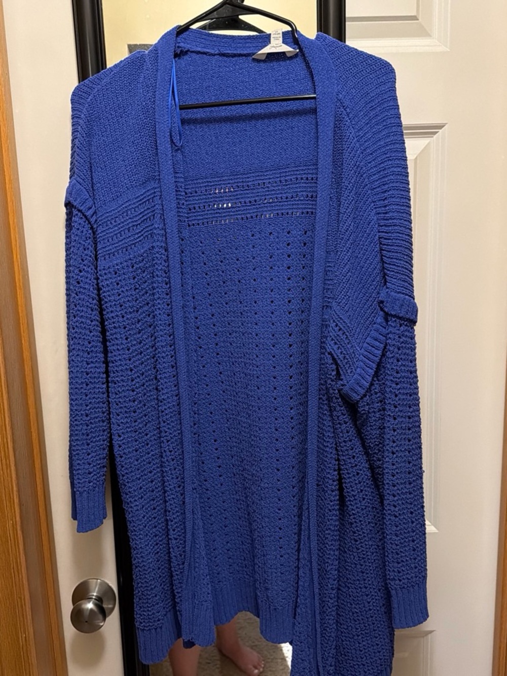 Open-Front Cobalt Blue Knit Cardigan